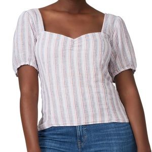 NWT Sanctuary Striped Puff Sleeve Boudoir Top L